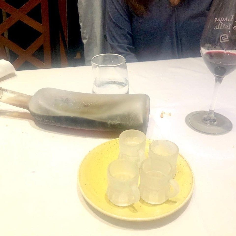 Lunch is social of Ribera del Duero with a glass of wine