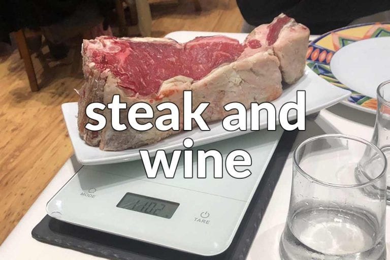steak and wine